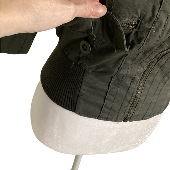 Ashley By 26 International Small Dark Green 1/2 Sleeve Cropped Utility Jacket - Picture 3 of 8